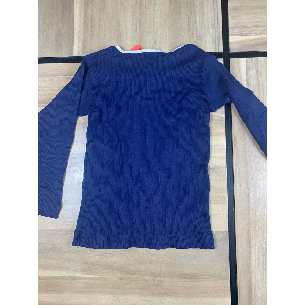 Uh!Oh Girls Indigo Blue Ribbed Long Sleeve Top Size 6 NWT - Picture 5 of 6